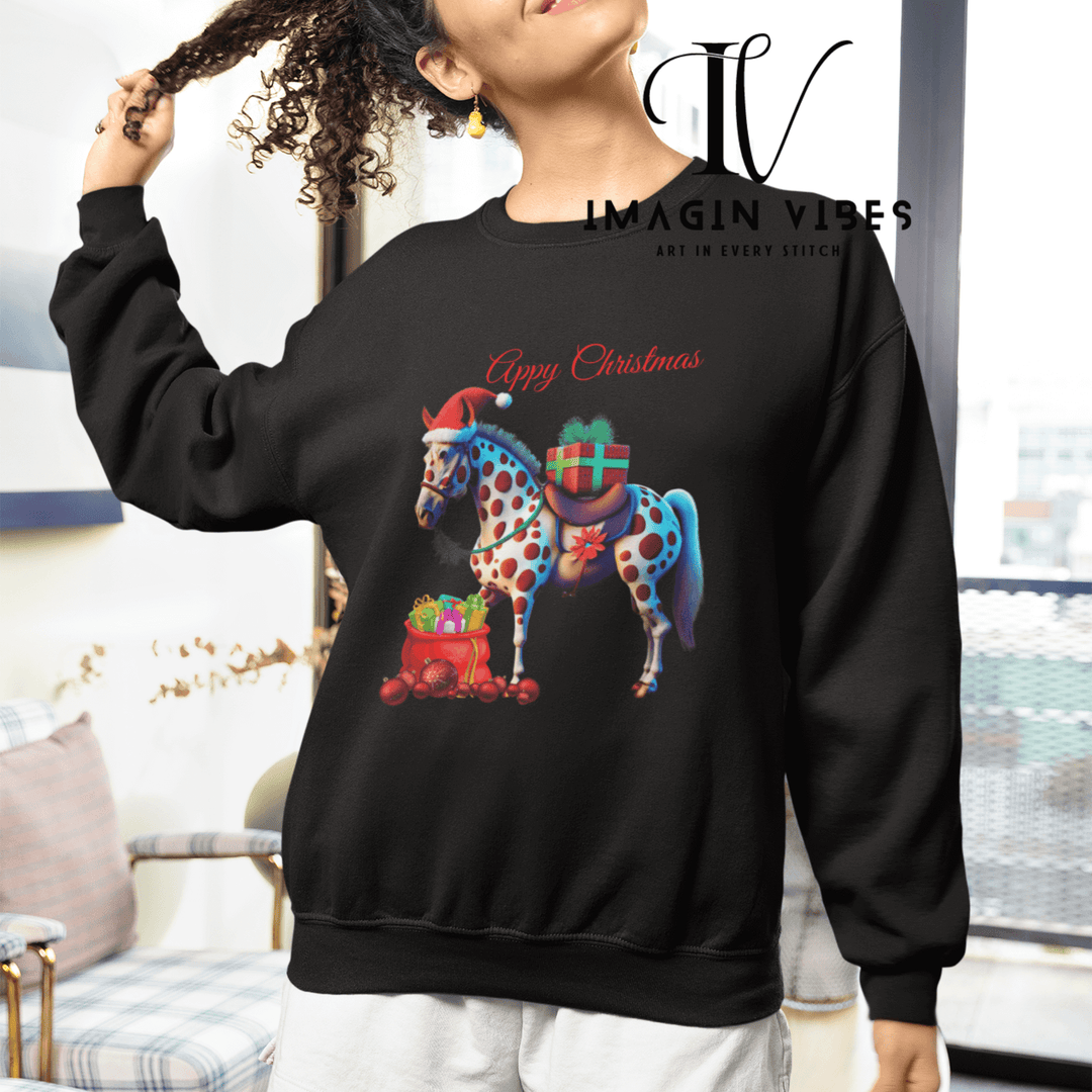 Unisex Christmas Appaloosa Sweatshirt Sweatshirt Printify L Black