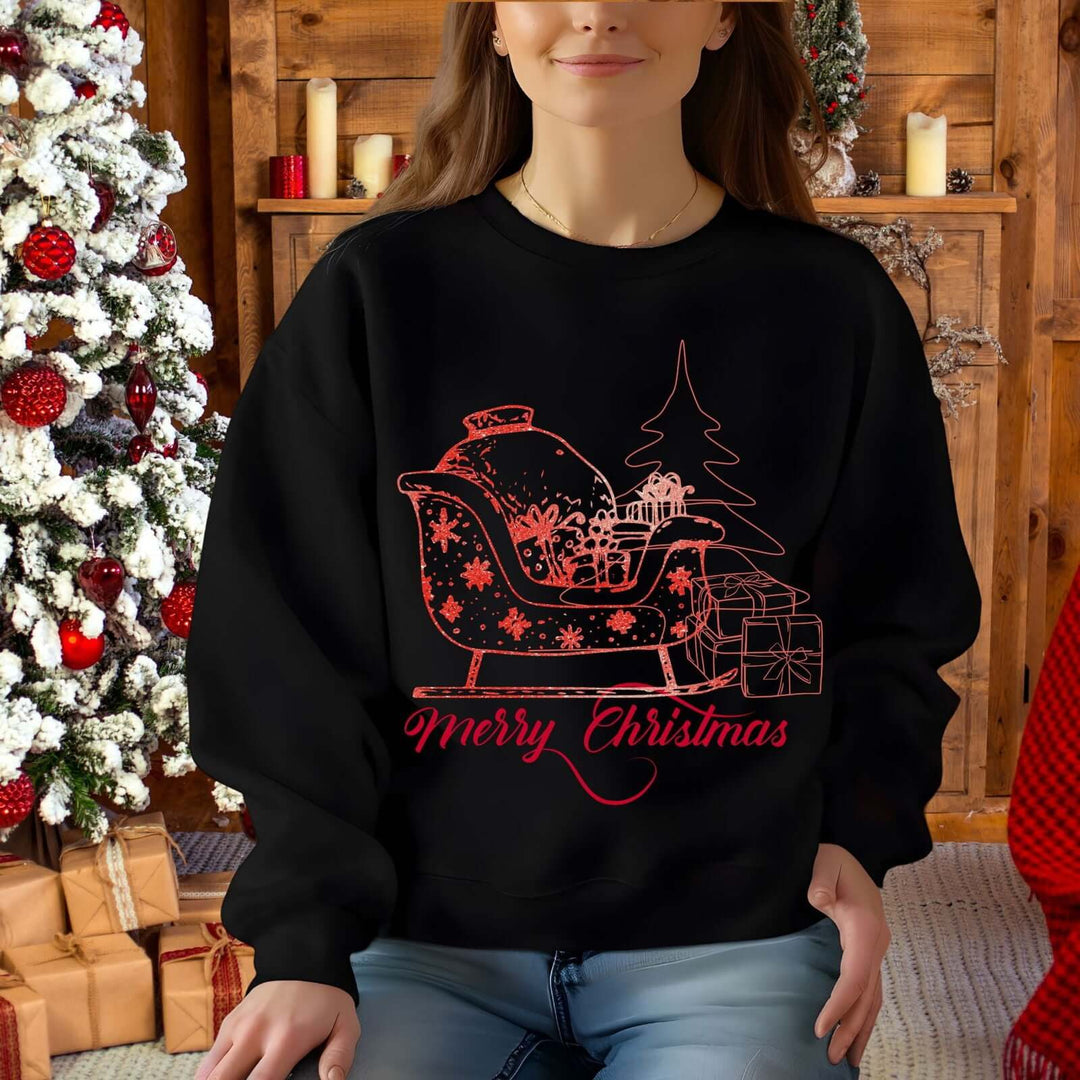 Santa's Sleigh Ride Sweatshirt: Cozy Christmas Fun Sweatshirt Printify M Black