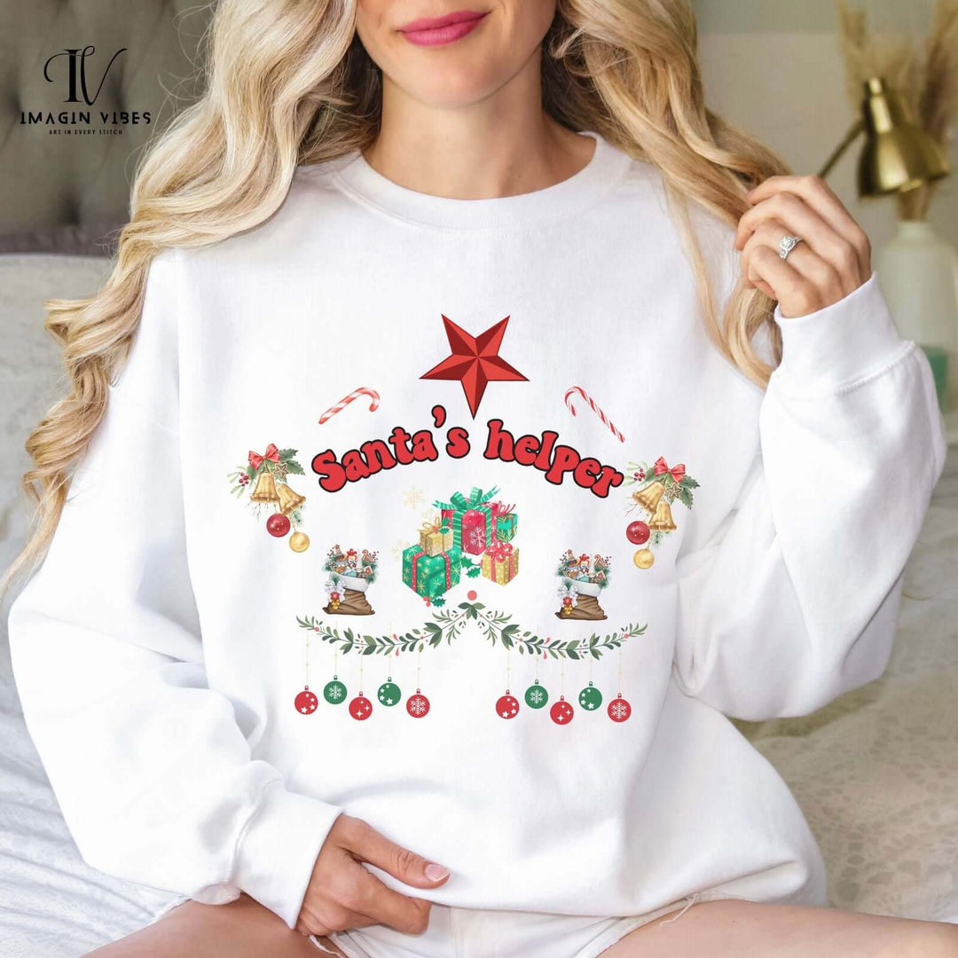 Santa's Helper Sweatshirt Sweatshirt Printify L White