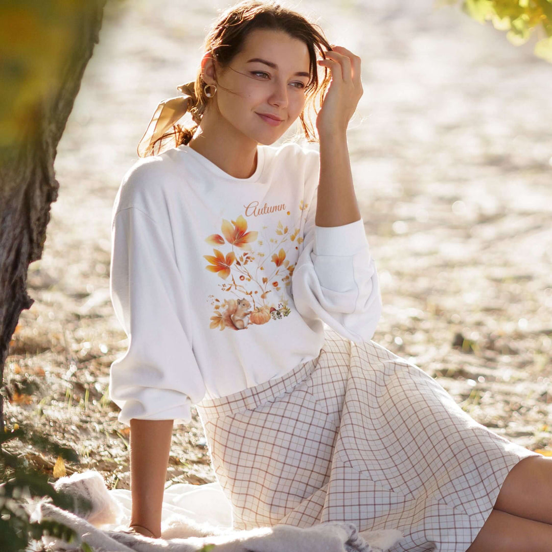 Autumn Theme Sweatshirt Sweatshirt Printify White M