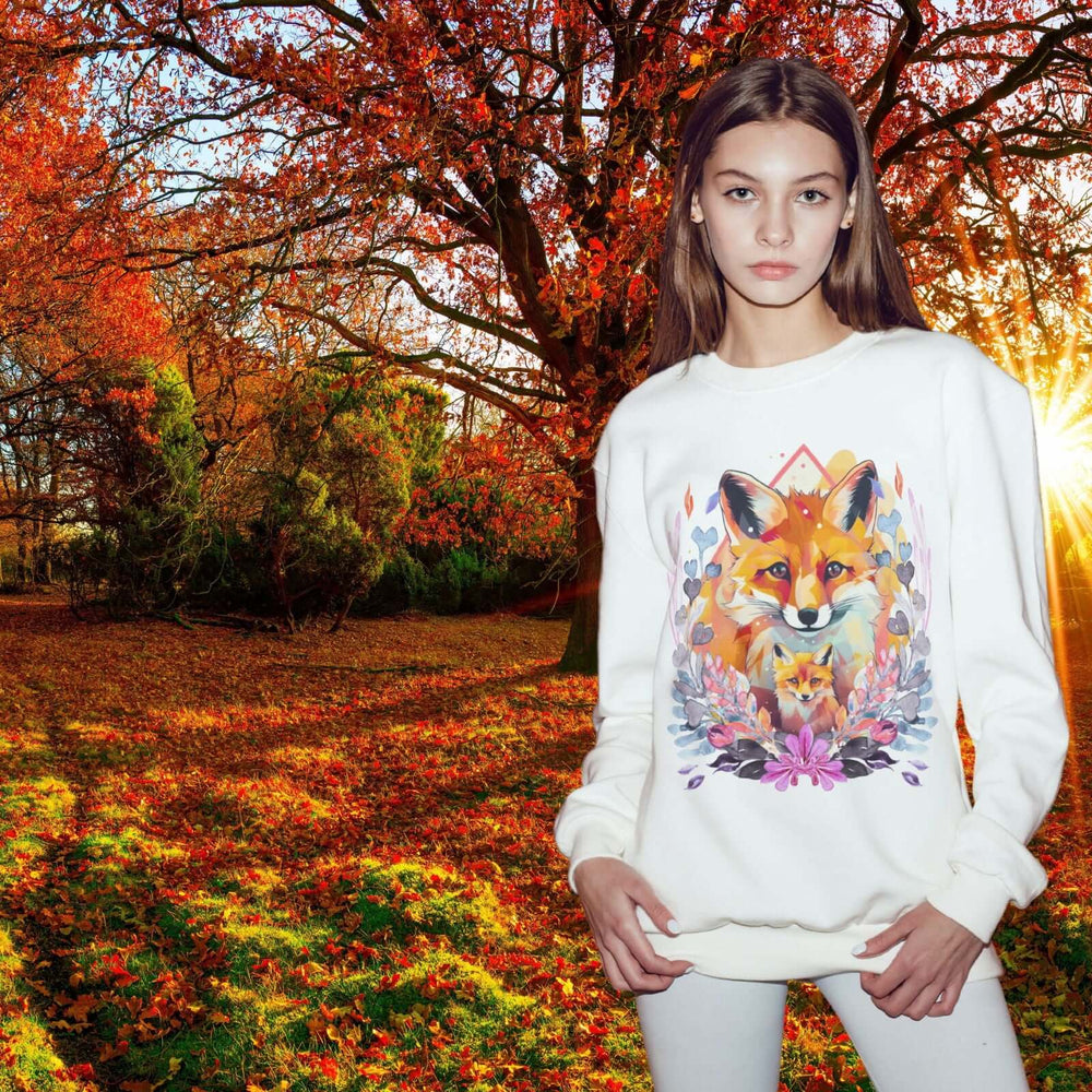Foxes Nature-Inspired Crewneck Sweatshirt Sweatshirt Printify