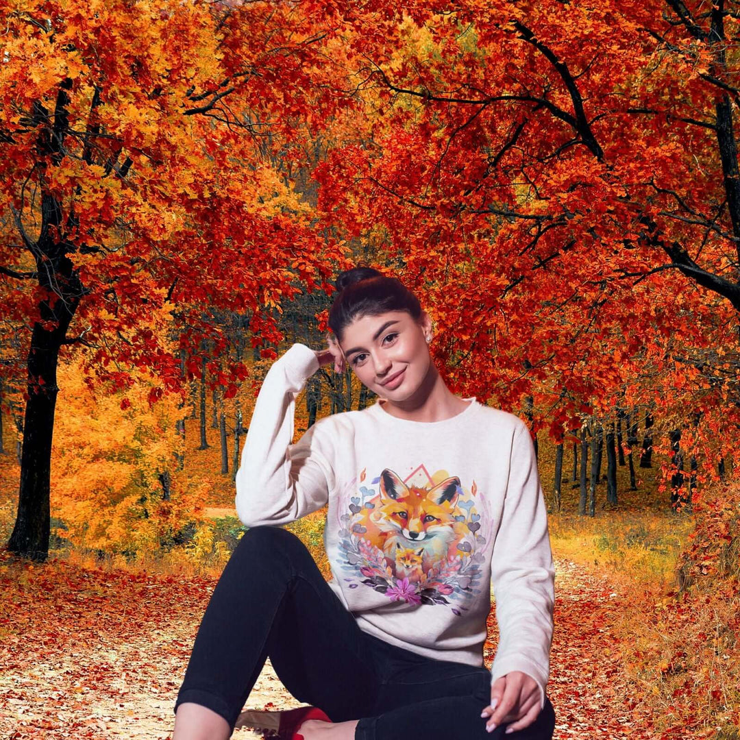 Foxes Nature-Inspired Crewneck Sweatshirt Sweatshirt Printify