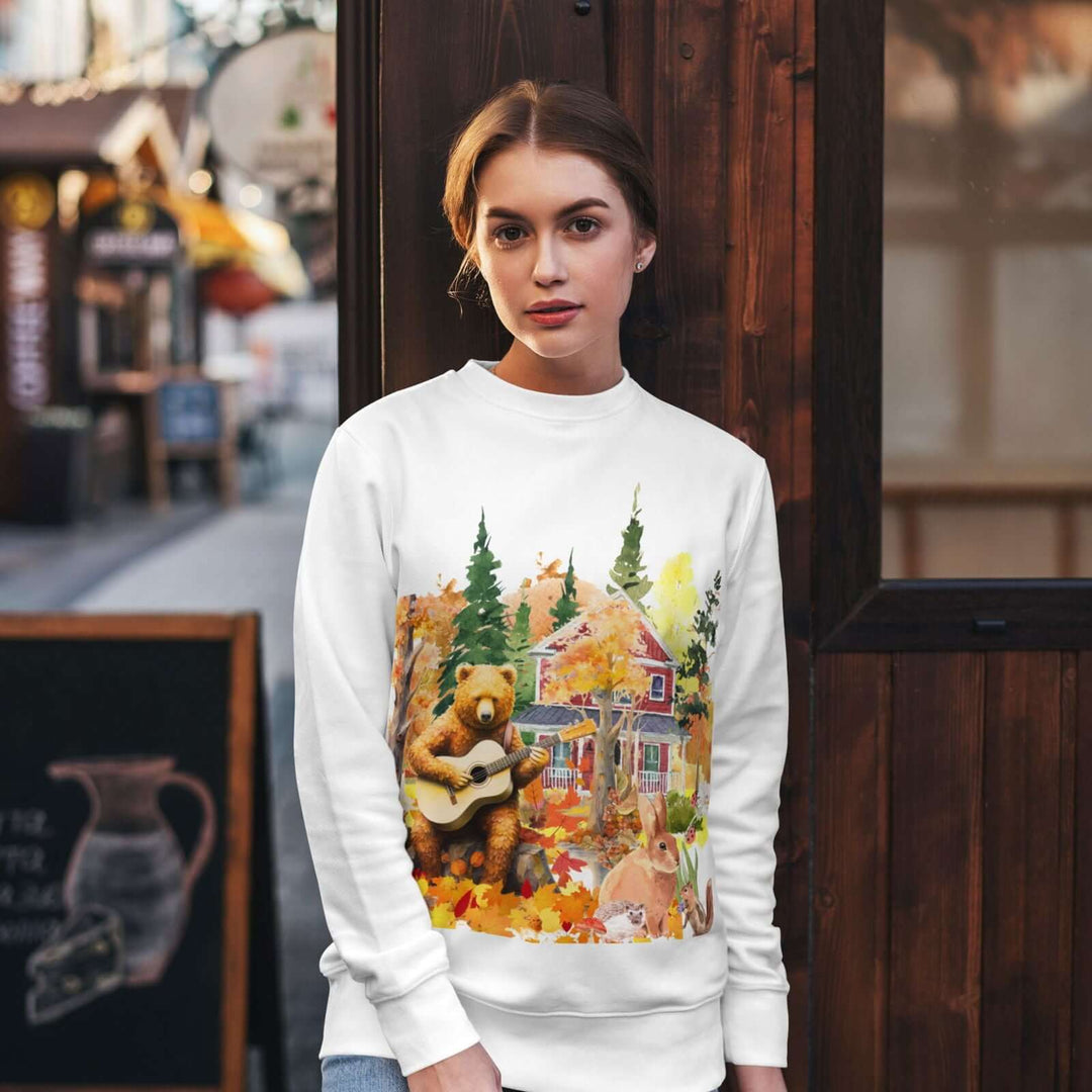Autumn Bear Graphic Sweatshirt Sweatshirt Printify