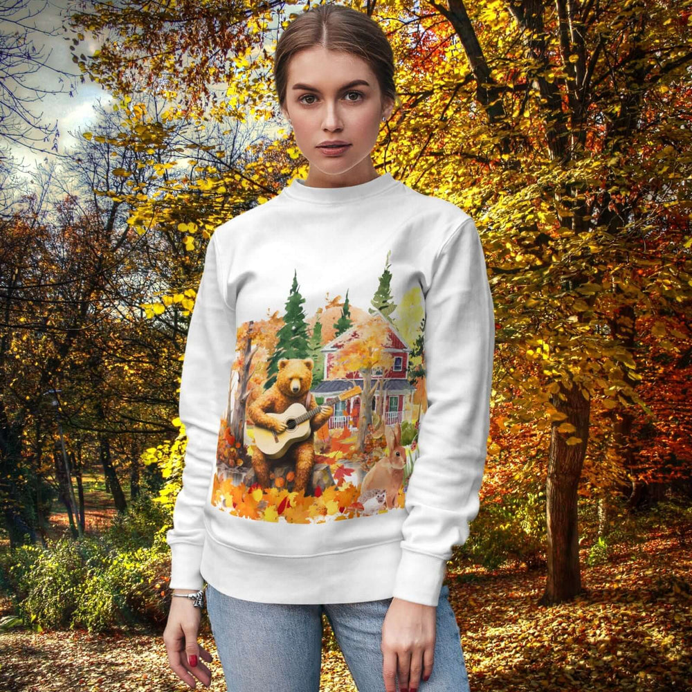 Autumn Bear Graphic Sweatshirt Sweatshirt Printify