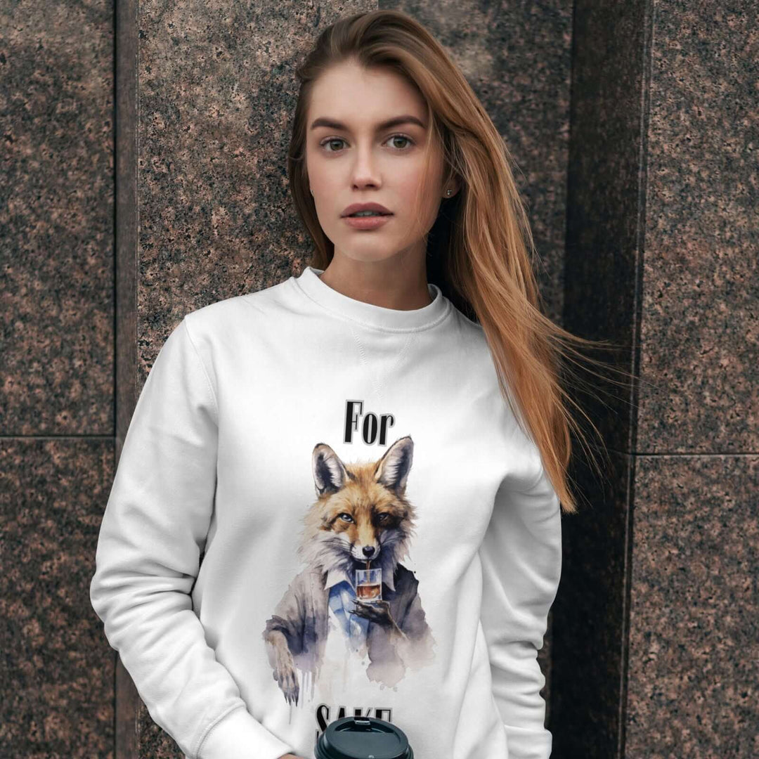 For Fox Sake Sweatshirt Sweatshirt Printify L White