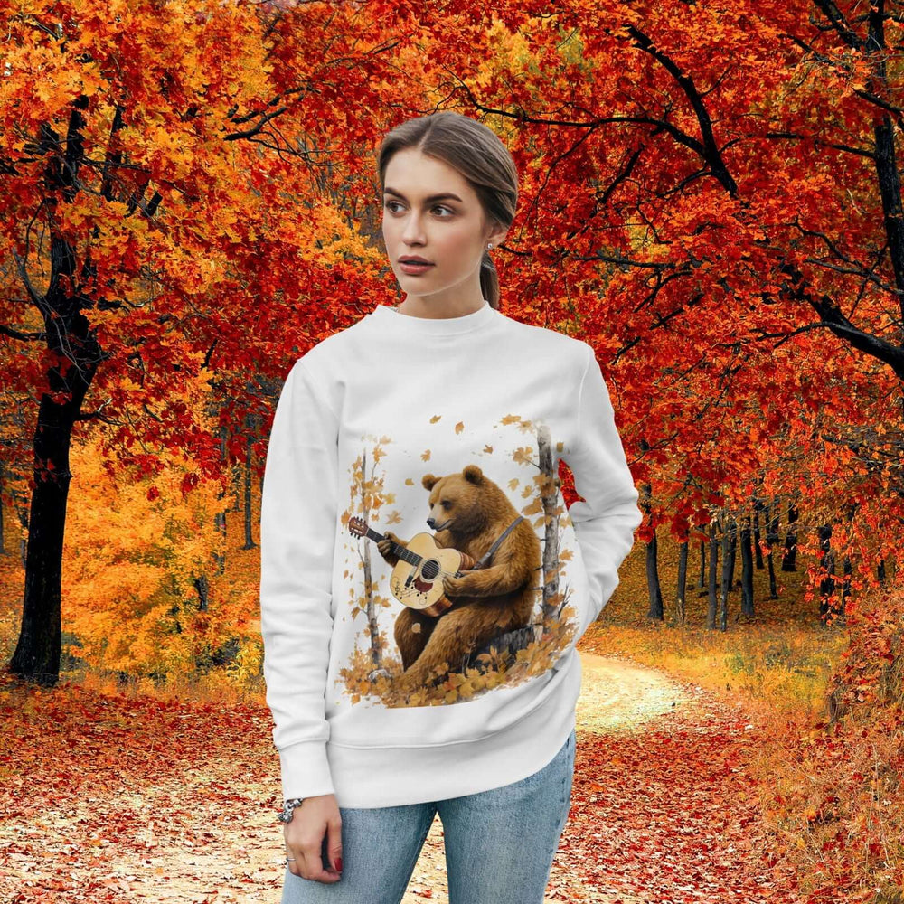 Bear Guitarist Sweatshirt - Autumn Forest Sweatshirt Printify