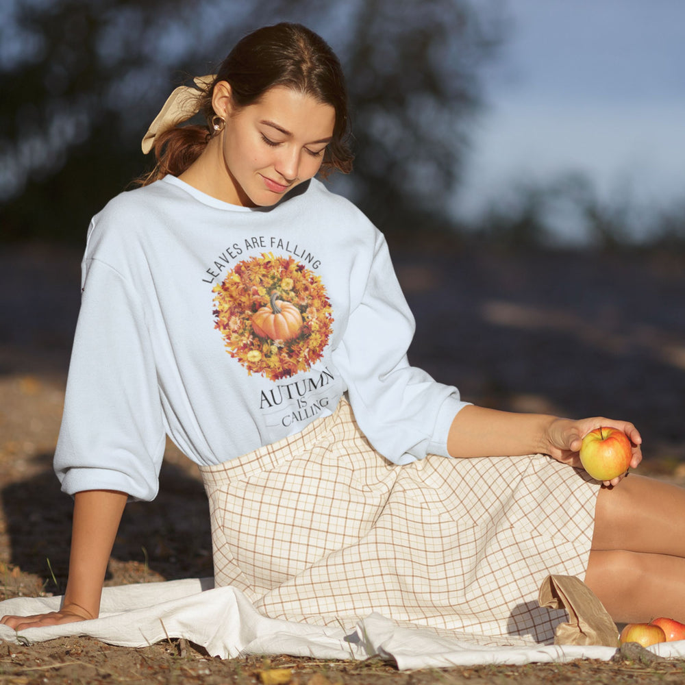 Leaves Are Falling: Autumn Sweatshirt Sweatshirt Printify L Light Blue