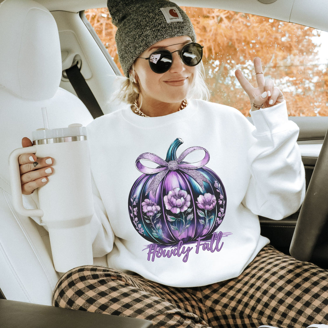 Howdy Fall: Coquette Pumpkin Sweatshirt Sweatshirt Printify