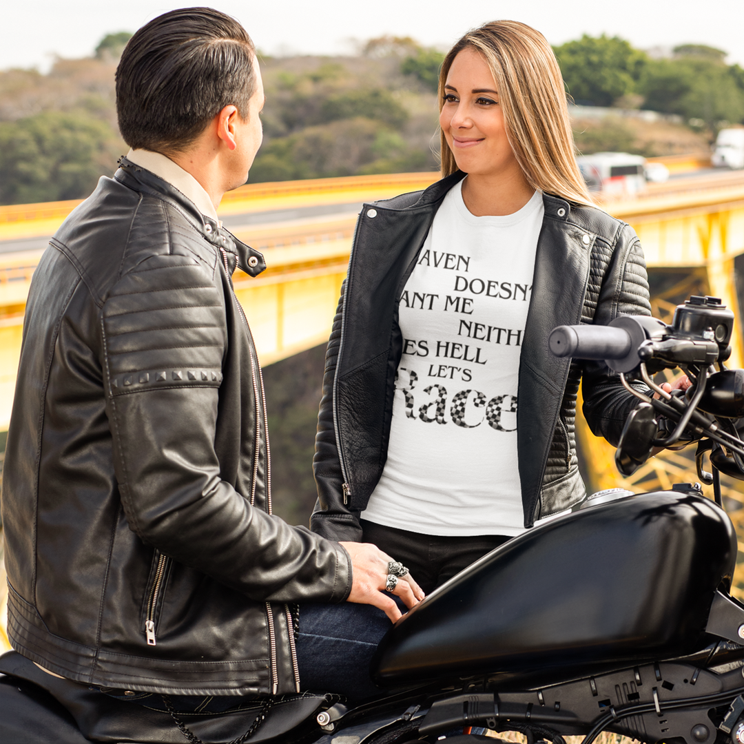 Heaven Doesnt Want Me, Let's Race! Biker Tee T-Shirt Printify