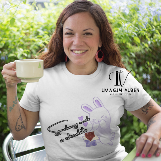 Funny Bunny T-shirt - Somebunny Needs Chocolate