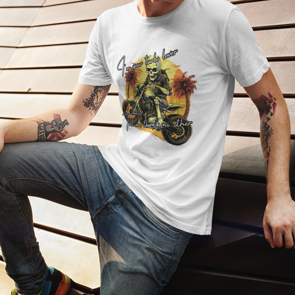 Biker Skeleton Graphic T-shirt T-Shirt Printify