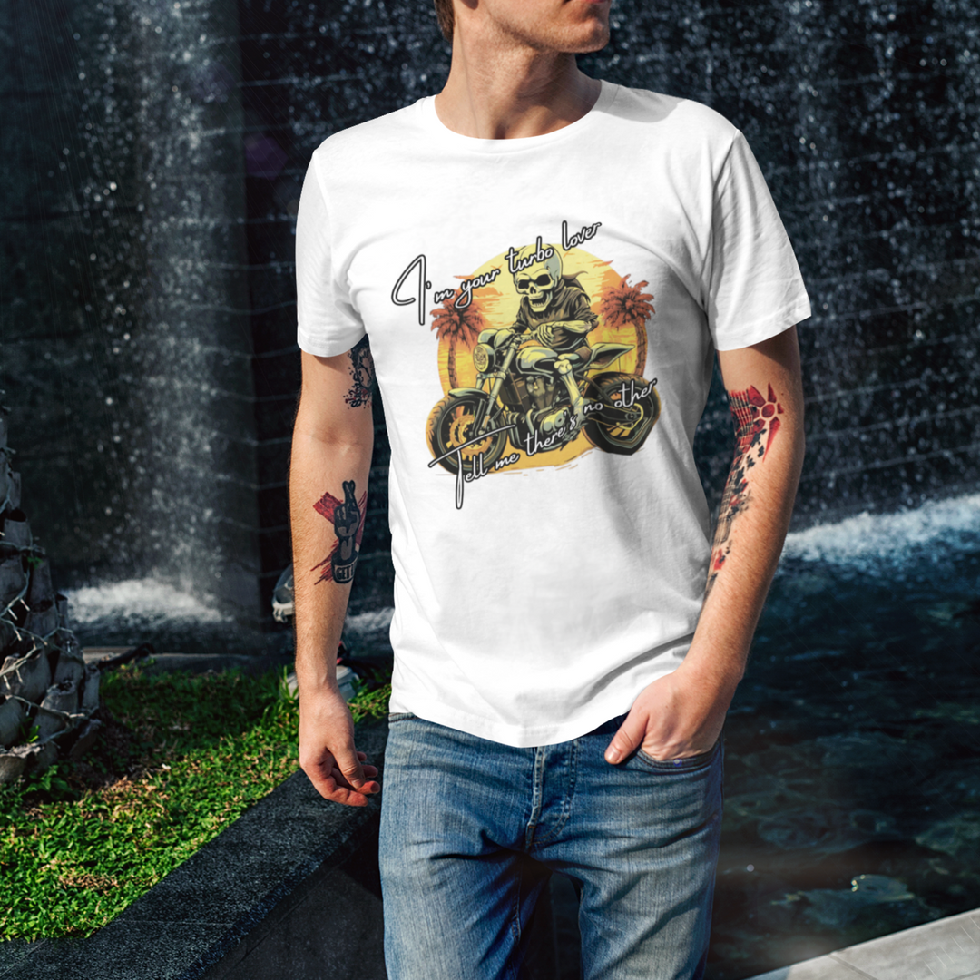 Biker Skeleton Graphic T-shirt T-Shirt Printify