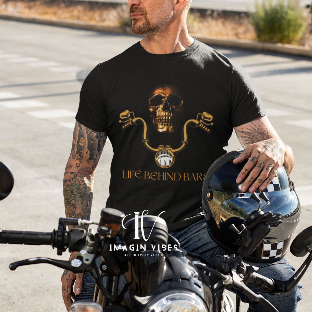 Biker Tee - 'Life Behind Bars' Graphic T-Shirt T-Shirt Printify Black L