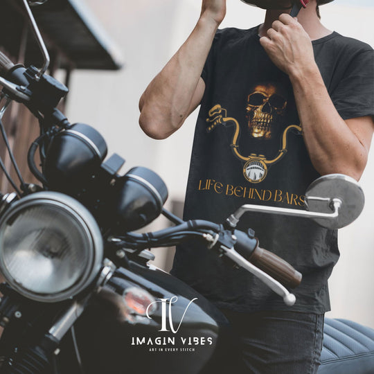 Biker Tee - 'Life Behind Bars' Graphic T-Shirt T-Shirt Printify Black M
