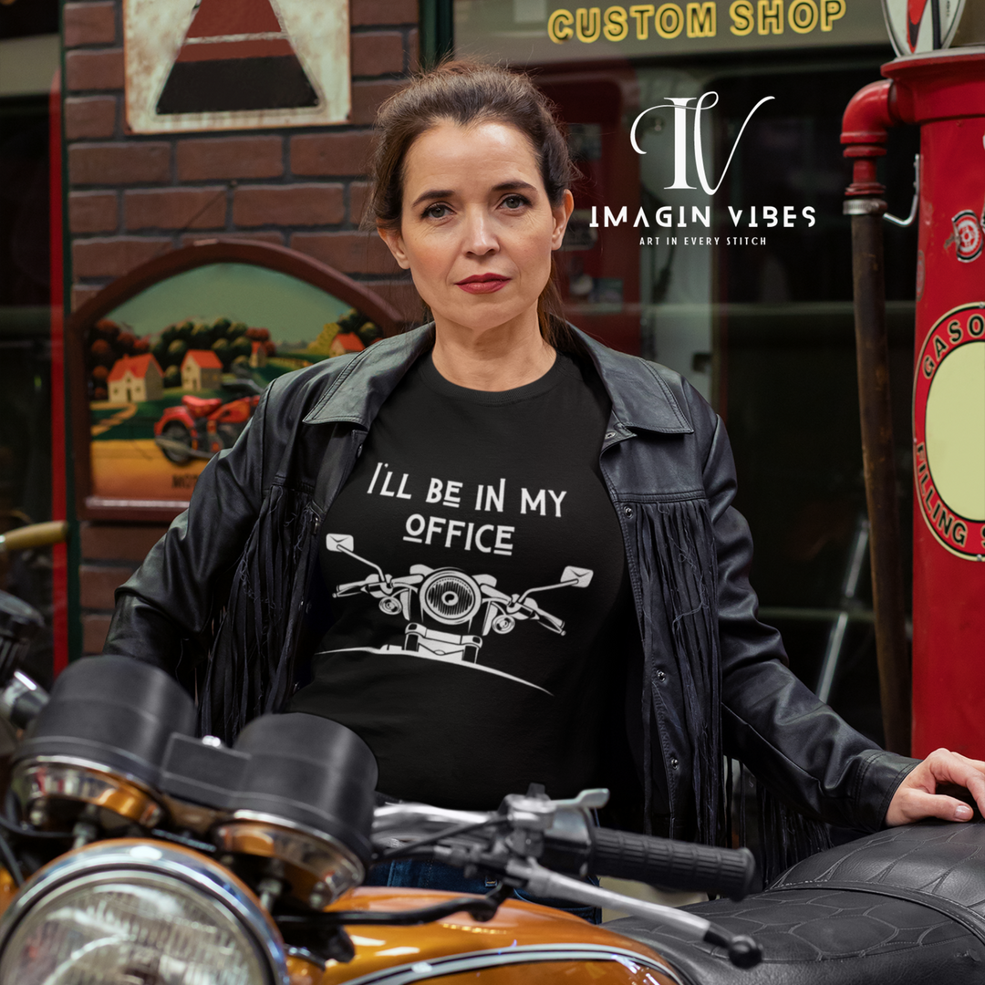 Motorcycle Tee Shirt - I'll Be In My Office T-Shirt Printify Black S
