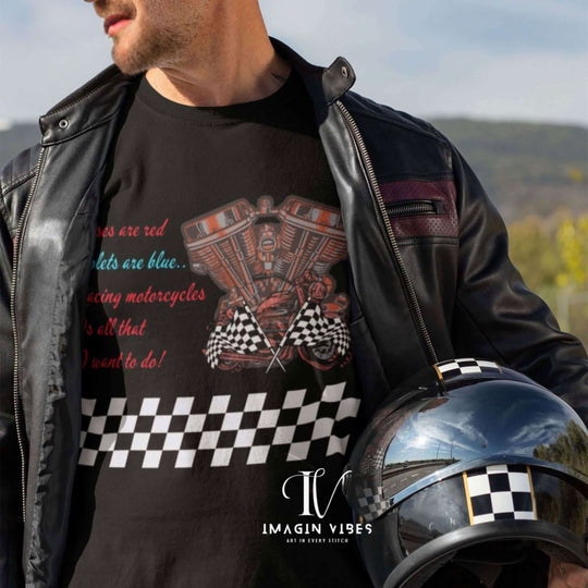 "Race Fuel & Rhymes" Motorcycle Engine Tee T-Shirt Printify Black XL