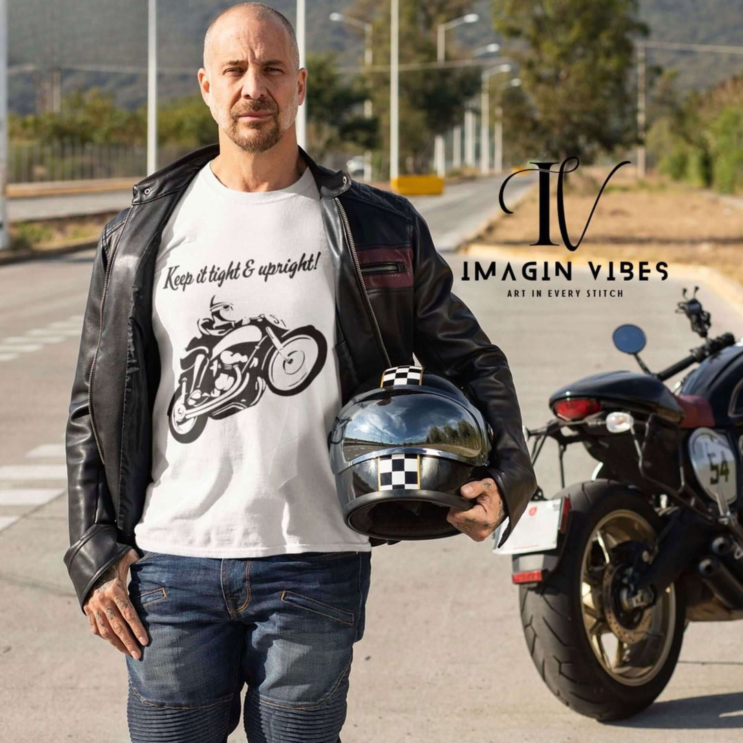 Cafe Racer Tee - Keep it tight & upright Motorcycle T-Shirt T-Shirt Printify White L