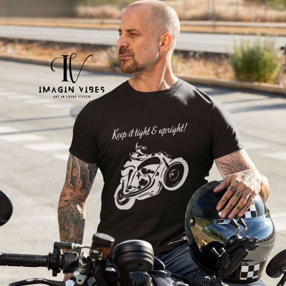 Cafe Racer Tee - Keep it tight & upright Motorcycle T-Shirt T-Shirt Printify Black L