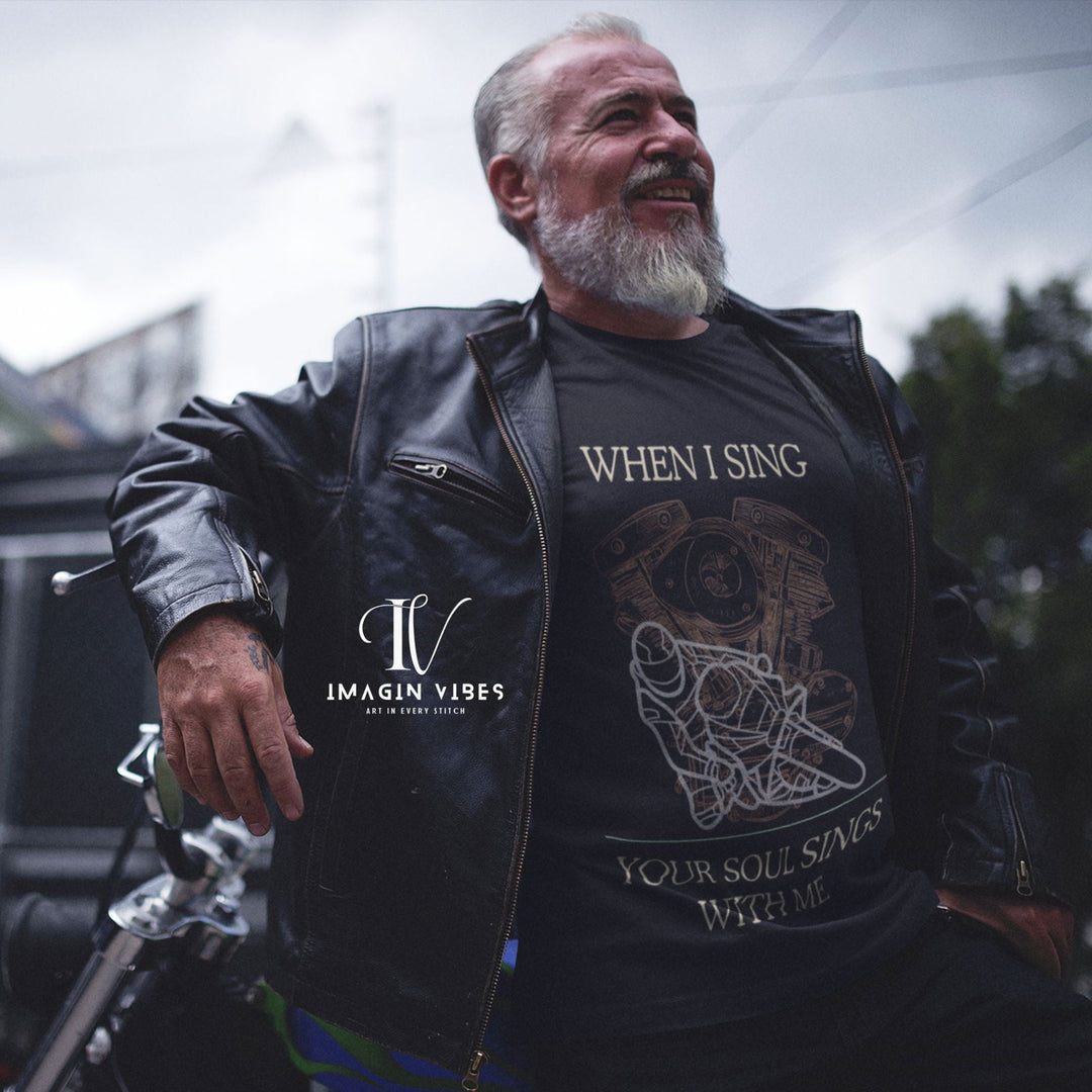 Motorcycle T-Shirt - When I Sing Your Soul Sings With Me T-Shirt Printify Black 2XL
