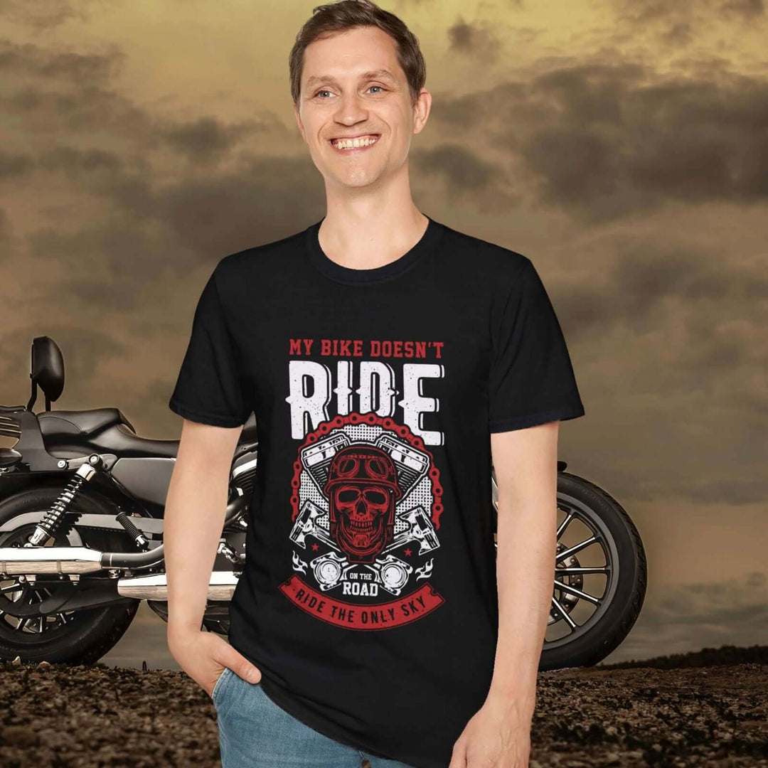 Skull Biker T-Shirt T-Shirt Printify Black L