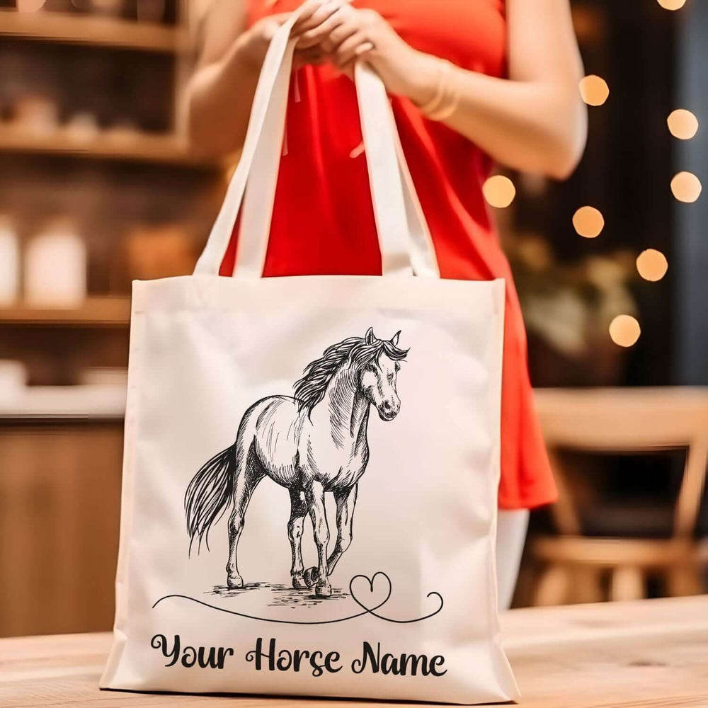 Canvas Tote Bag, Horse Sketch Illustration Accessories Printify
