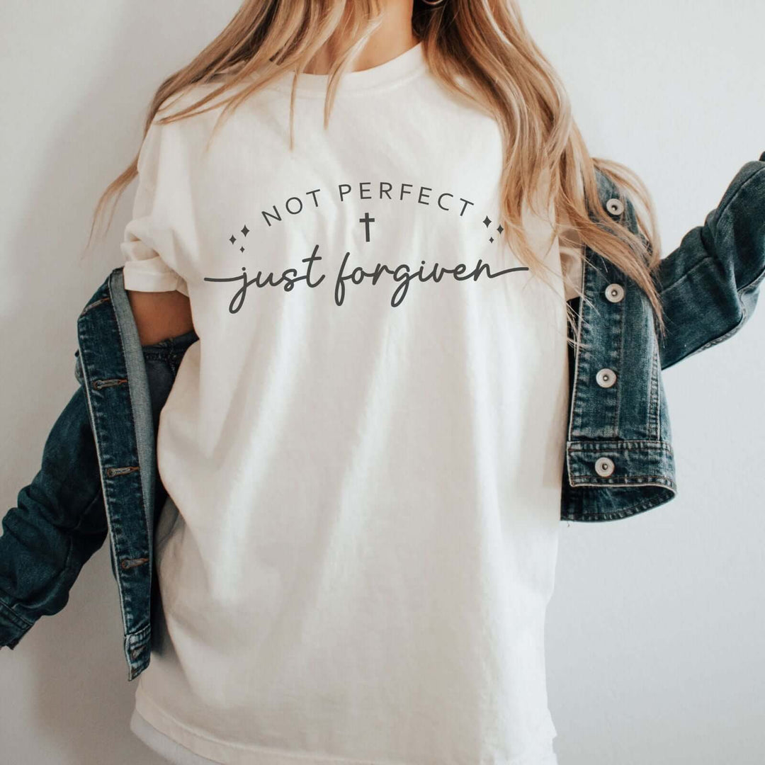 Not Perfect, Just Forgiven: Christian Faith T-Shirt T-Shirt Printify