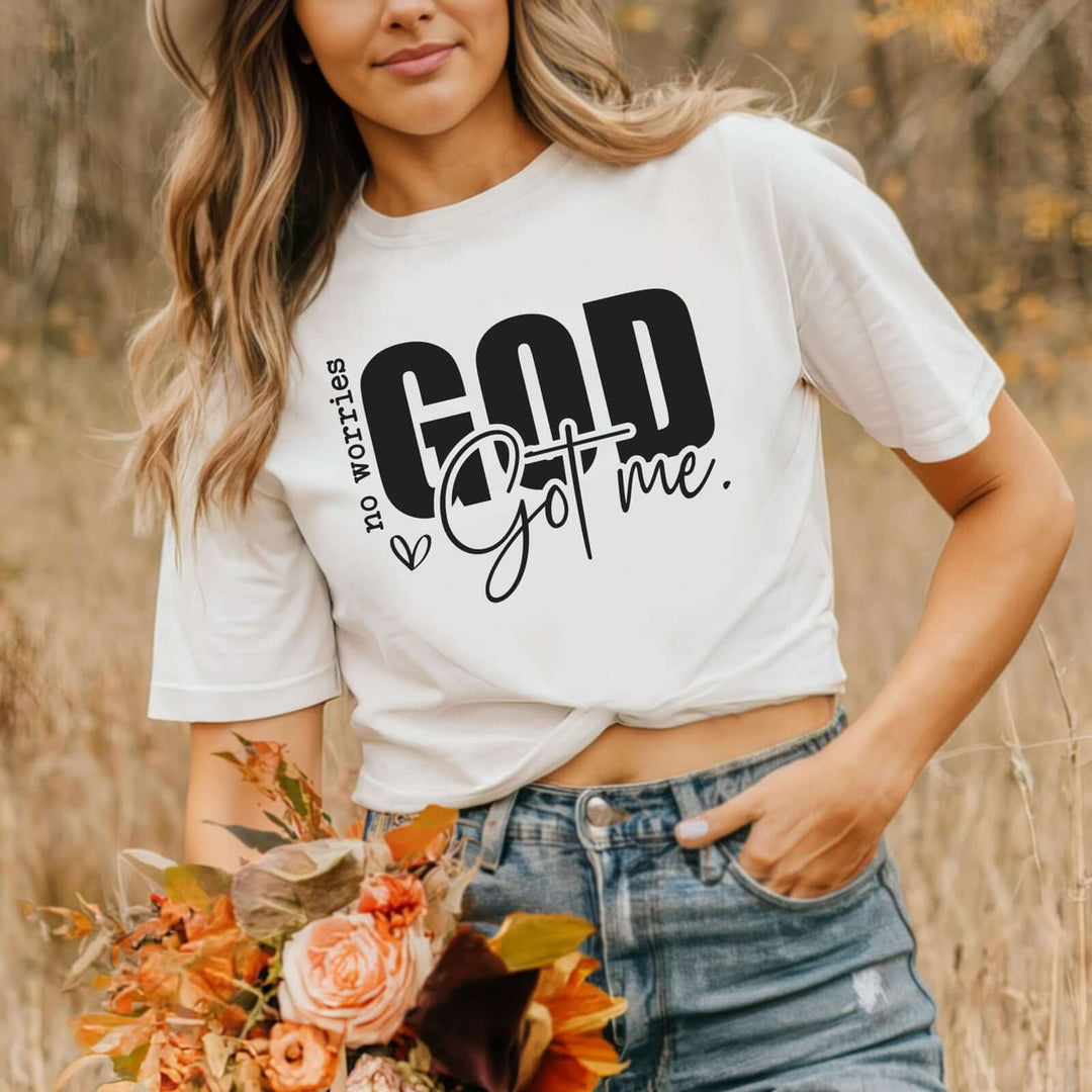 No Worries, God's Got Me: Christian Faith T-Shirt T-Shirt Printify White M