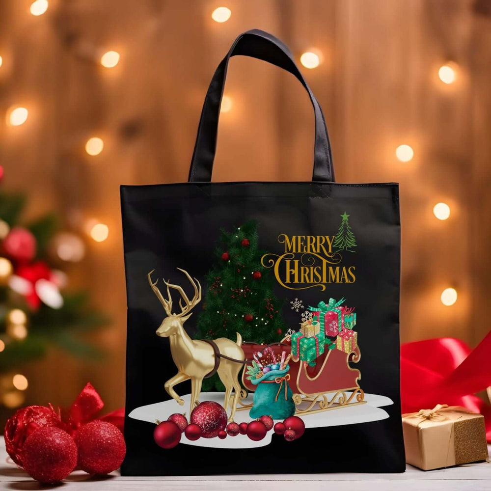 Gold-Tone Christmas Canvas Tote Bag Accessories Printify