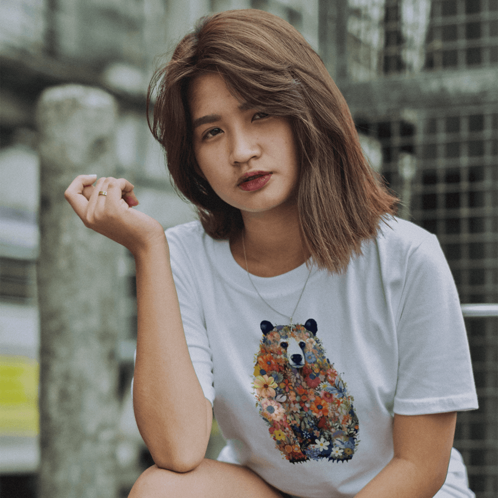 Bear in Bloom Tee T-Shirt Printify White S