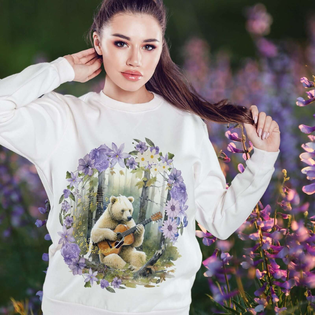 Bear Playing Violin Sweatshirt Sweatshirt Printify