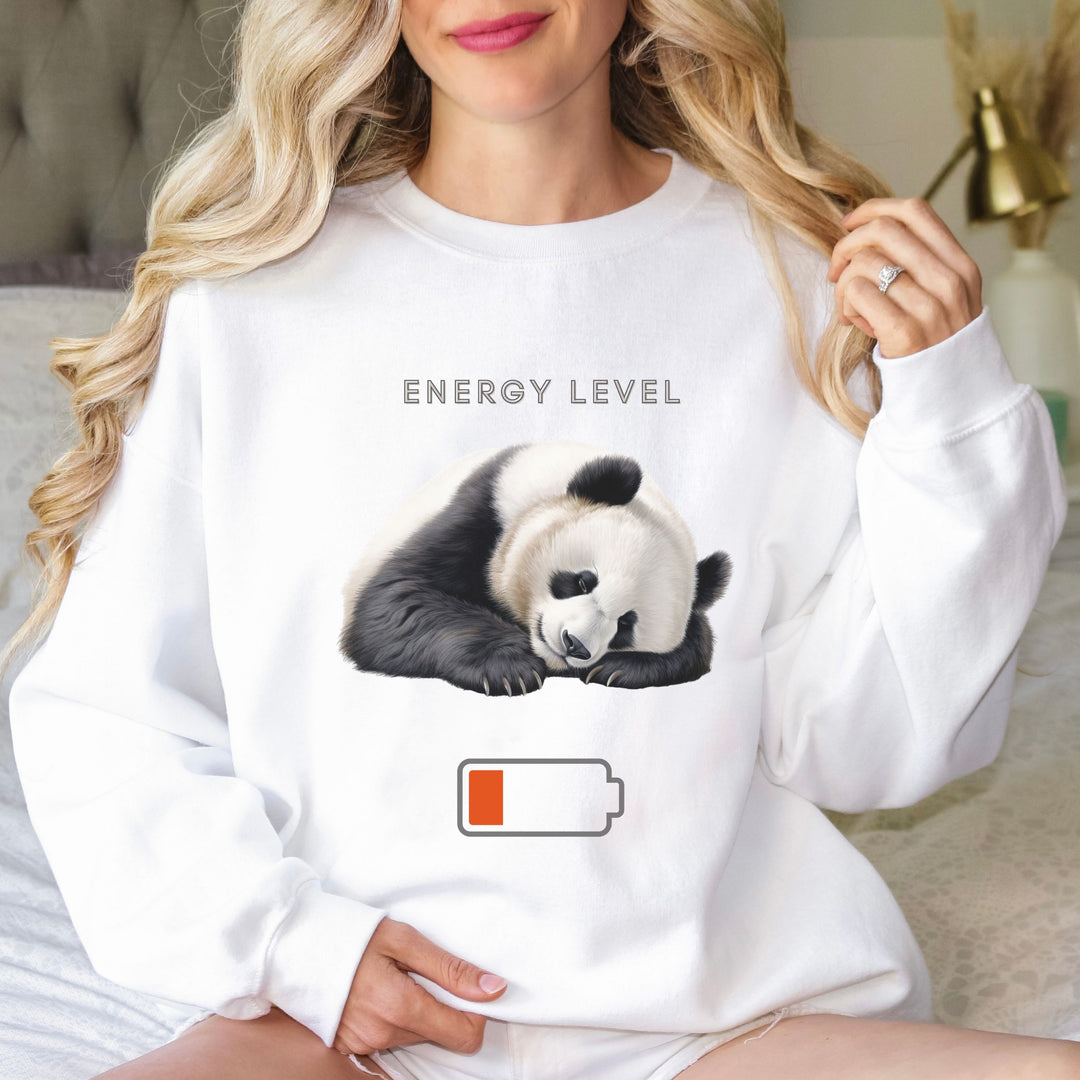 Energy Level Zero Panda Crewneck Sweatshirt Sweatshirt Printify L White