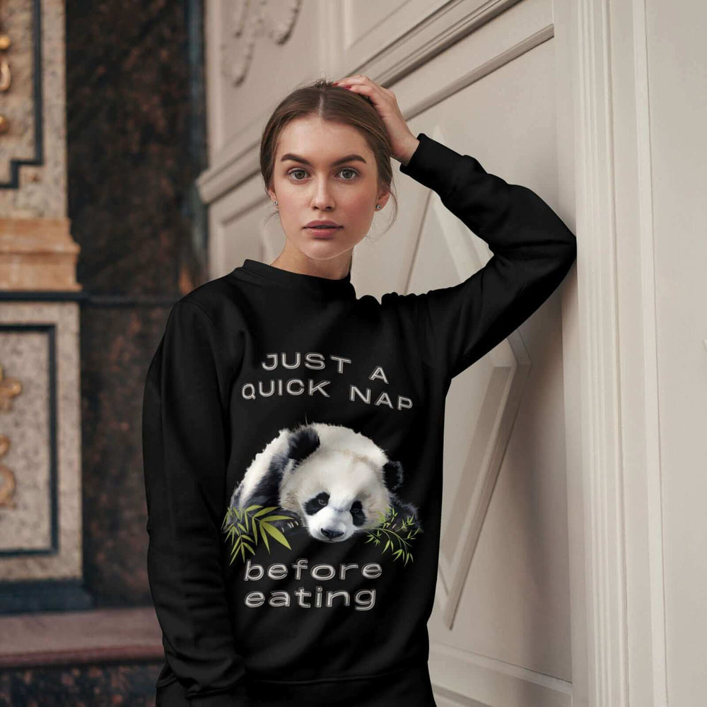 Sleeping Panda Sweatshirt - Just a Quick Nap Before Eating Sweatshirt Printify