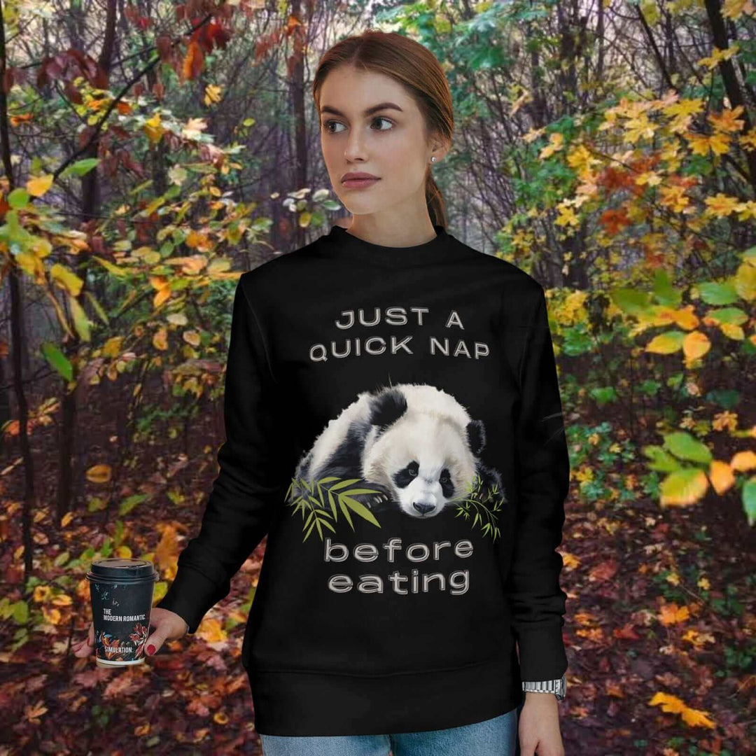 Sleeping Panda Sweatshirt - Just a Quick Nap Before Eating Sweatshirt Printify