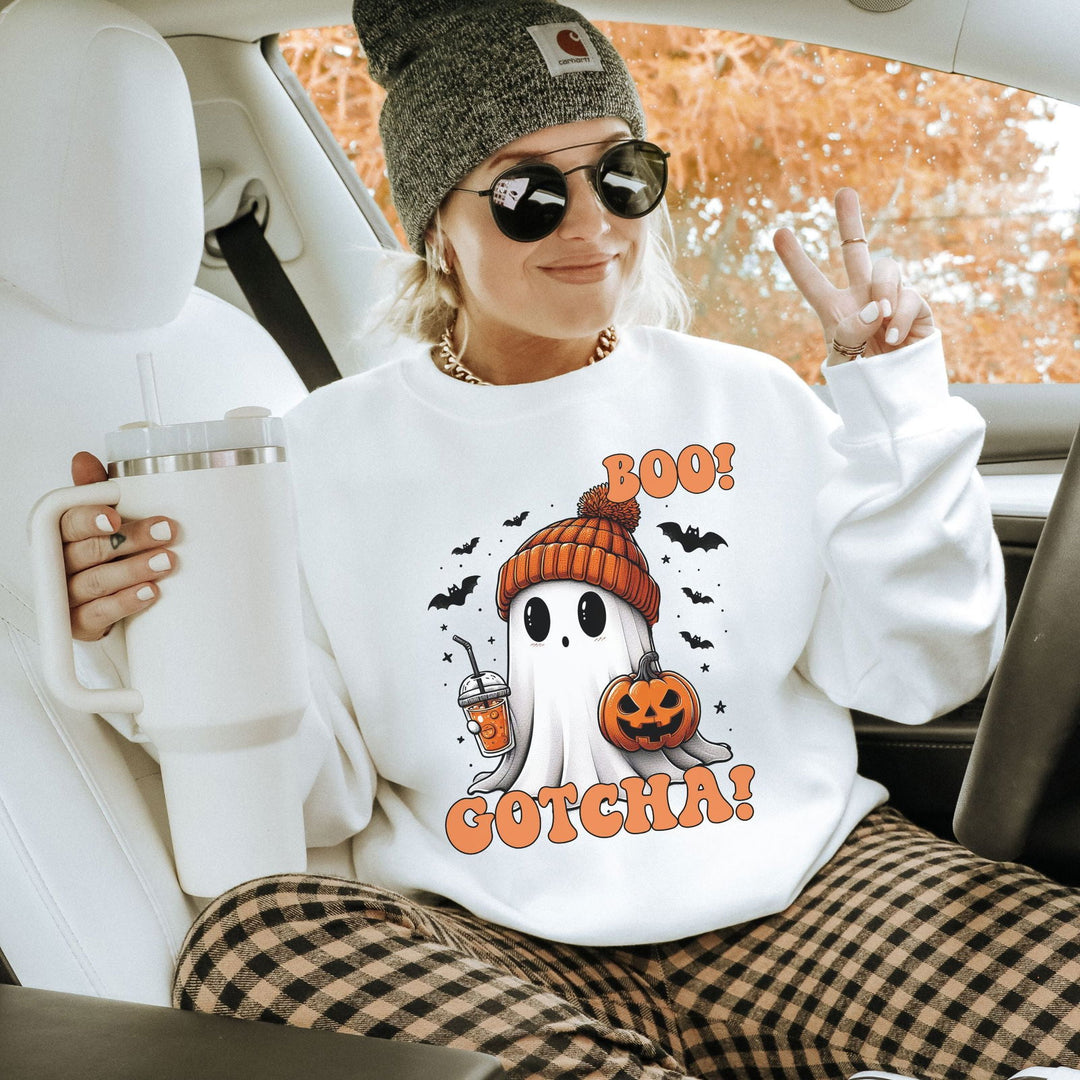 Cute Ghost Boo! Halloween Sweatshirt Sweatshirt Printify