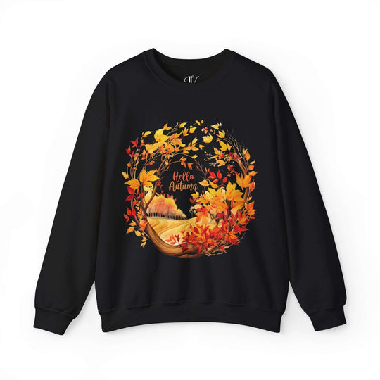 Autumn Wreath Sweatshirt Sweatshirt Printify S Black
