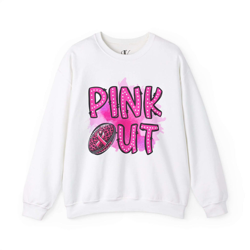 Pink Out Tackle Breast Cancer Football Sweatshirt Sweatshirt Printify S White