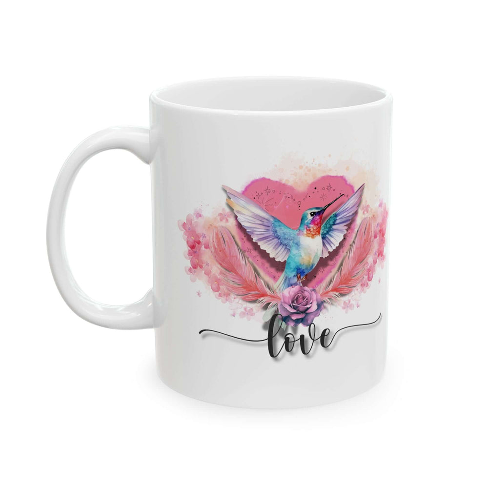 Ceramic Mug - Romantic Hummingbird Love and Flowers Mug Printify
