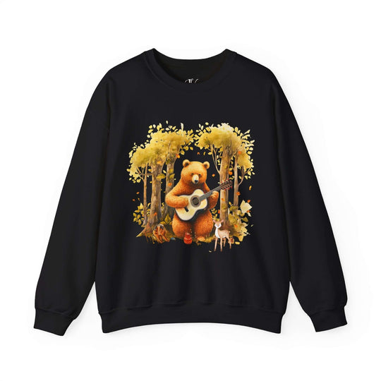 Bear Whimsical Crewneck Sweatshirt Sweatshirt Printify Black S
