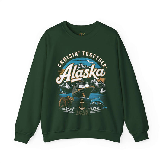 Alaskan Cruise Sweatshirt - 'Cruisin' Together, Alaska 2025' Sweatshirt Printify S Forest Green