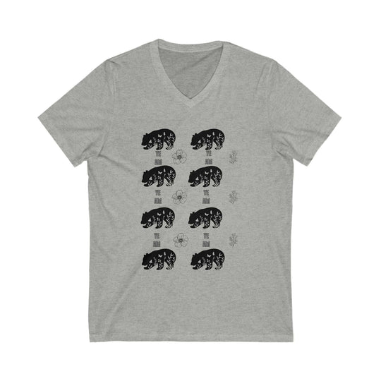 Graphic Bear Pattern Unisex Tee V-neck Printify XS Athletic Heather