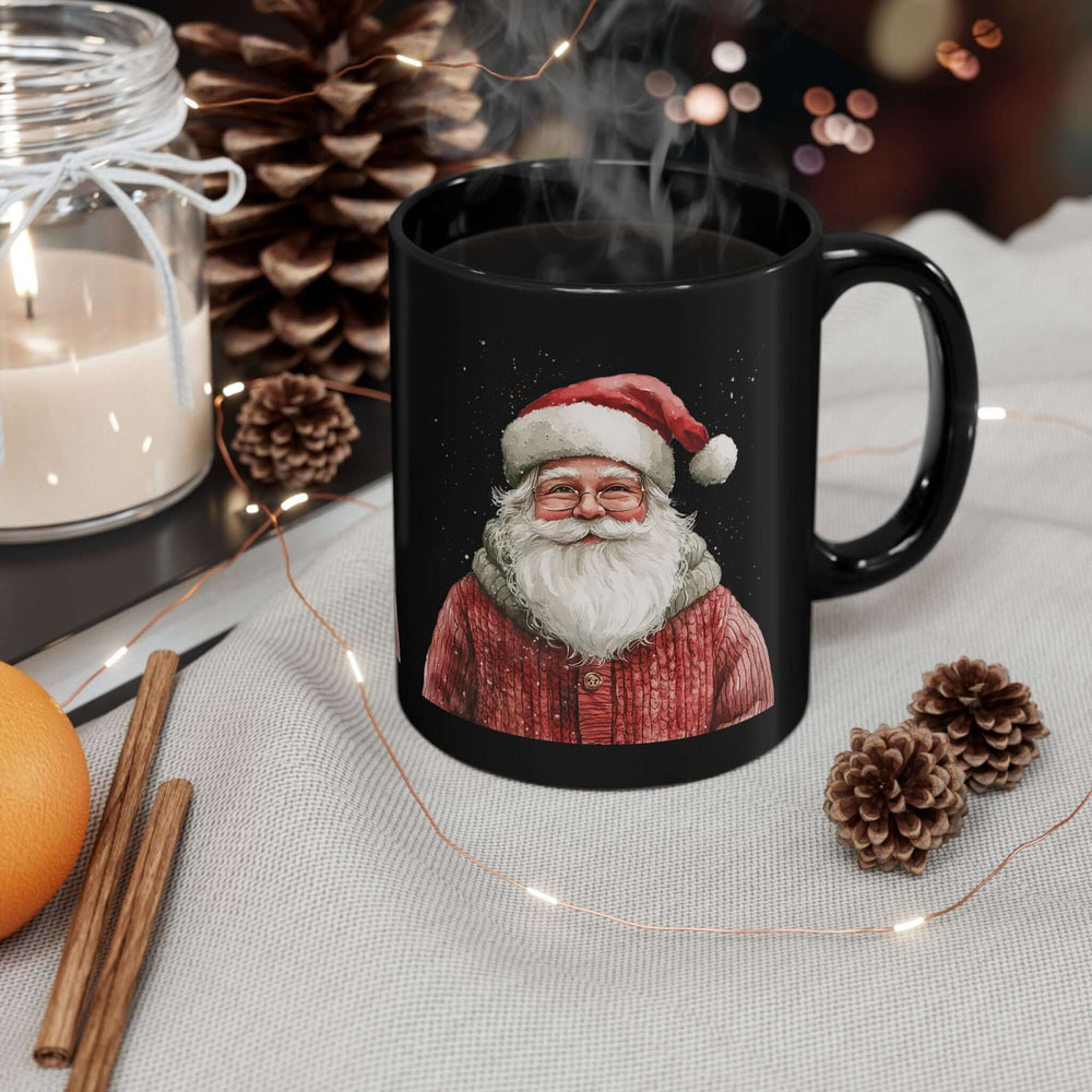 Boho Watercolor Santa Black Mug Mug Printify