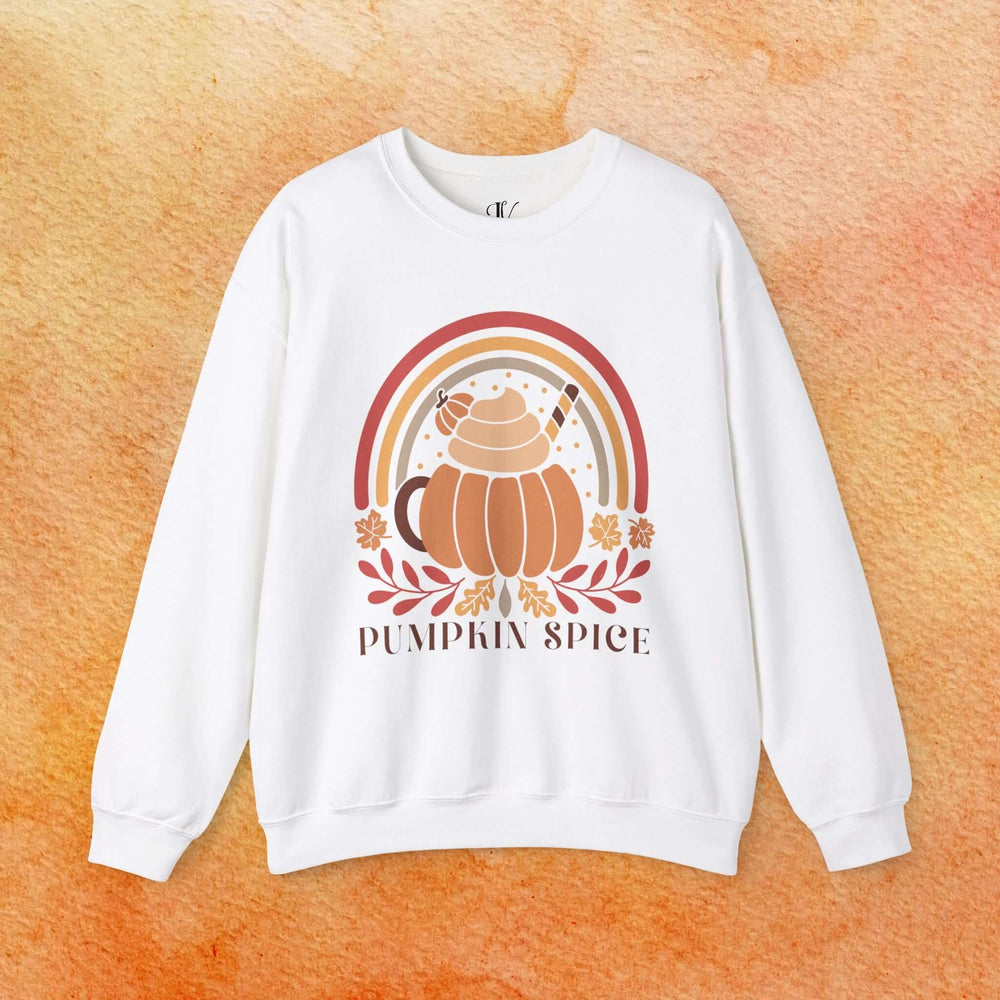 Pumpkin Spice Boho Fall Sweatshirt Sweatshirt Printify L White
