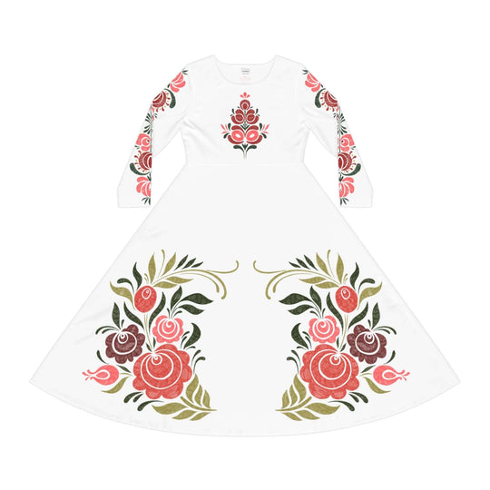 Dance Dress Folk Art Long Sleeve Women's All Over Prints Printify S