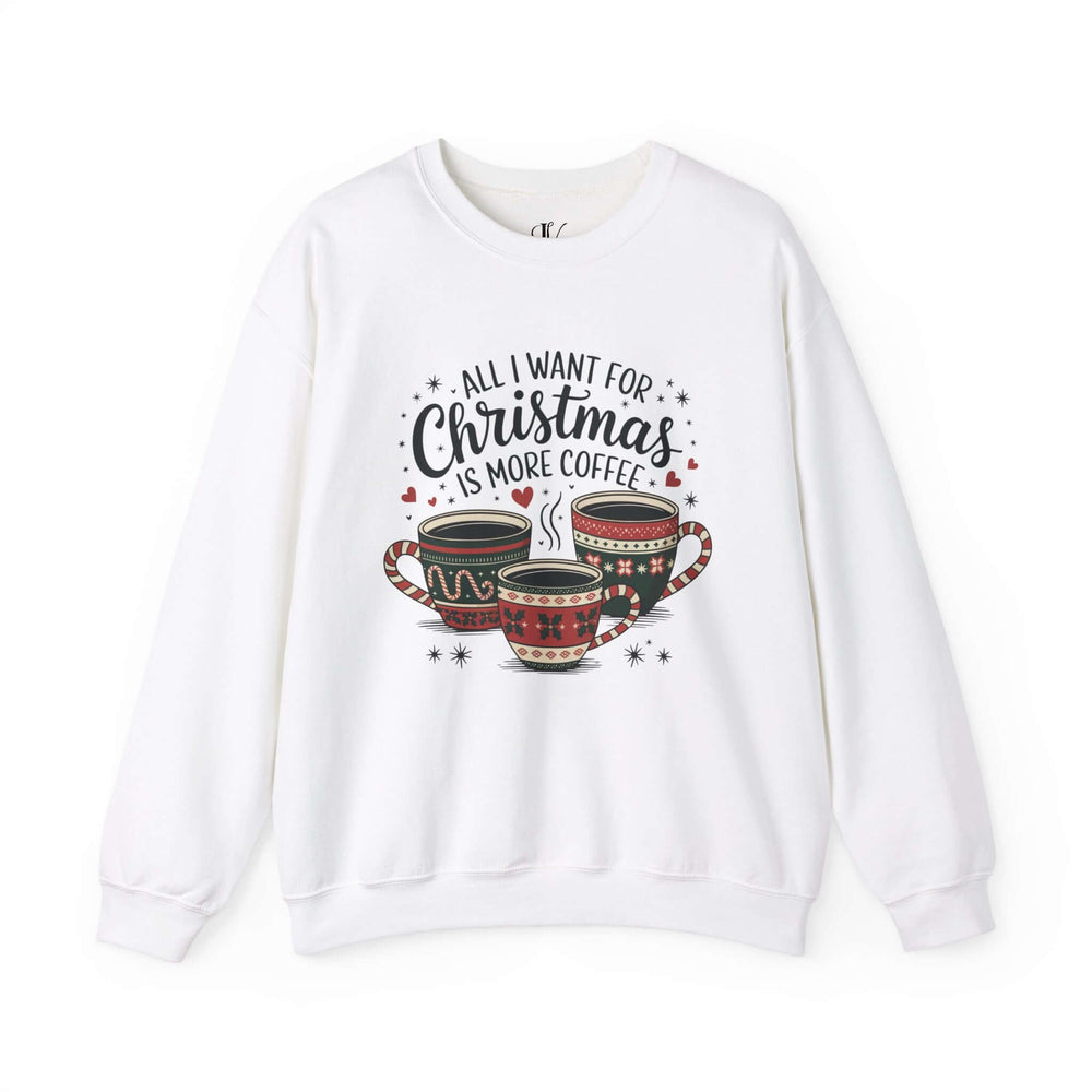 Coffee Lover Christmas Crewneck Sweatshirt Sweatshirt Printify S White