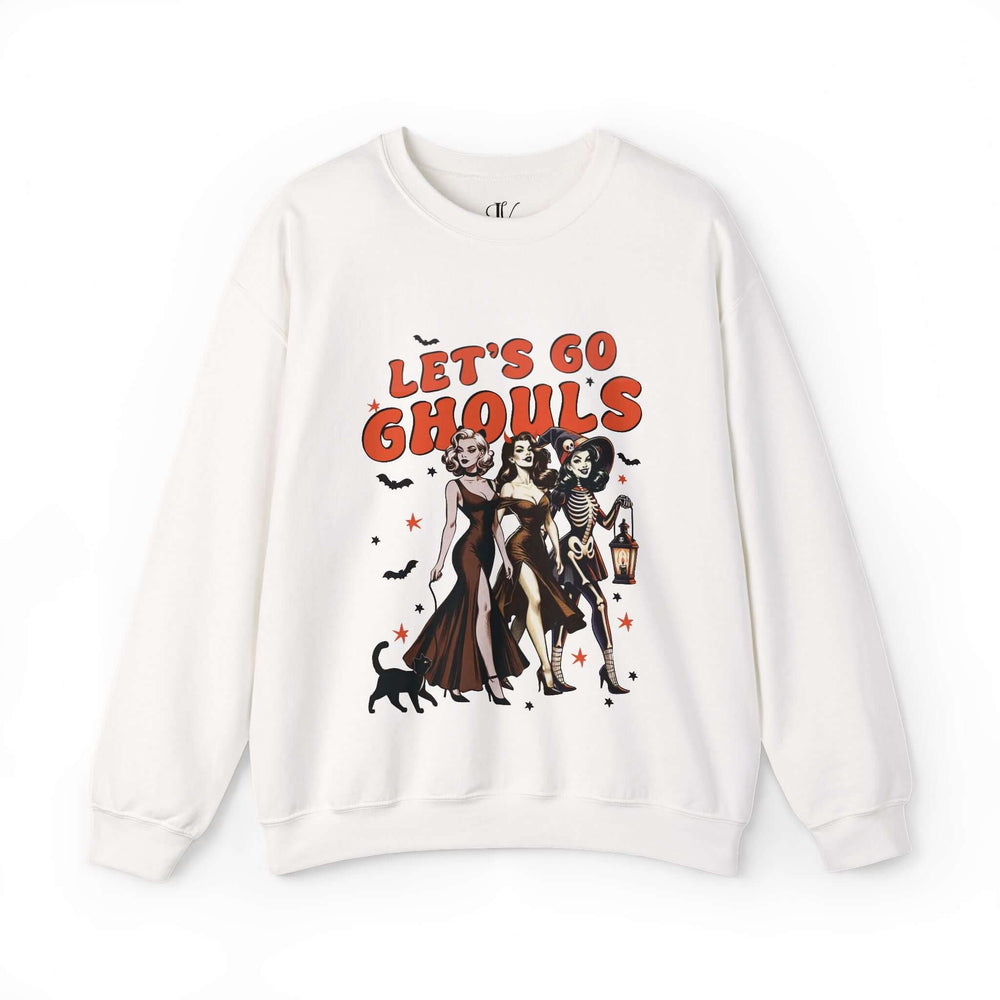 Let's Go Ghouls: Spooky Halloween Sweatshirt Sweatshirt Printify S White