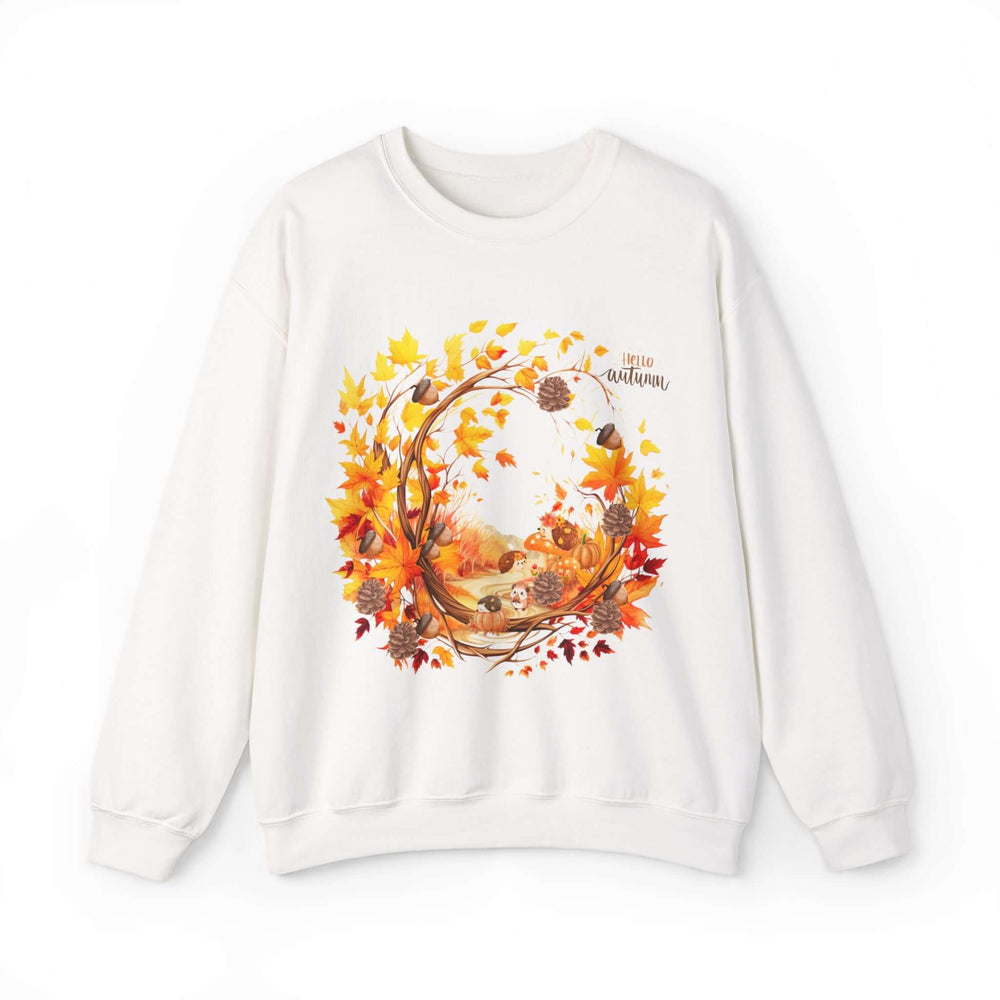 Autumn Wreath Sweatshirt Sweatshirt Printify S White