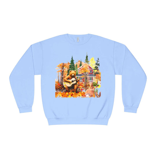 Autumn Bear Graphic Sweatshirt Sweatshirt Printify Light Blue S
