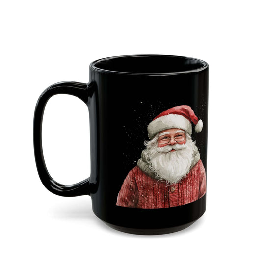 Boho Watercolor Santa Black Mug Mug Printify