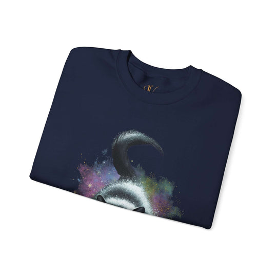 Cosmic Cat Crewneck Sweatshirt Sweatshirt Printify