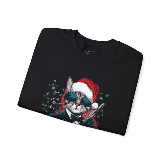Funny Cat Merry Kiss My Ass Unisex Sweatshirt Sweatshirt Printify